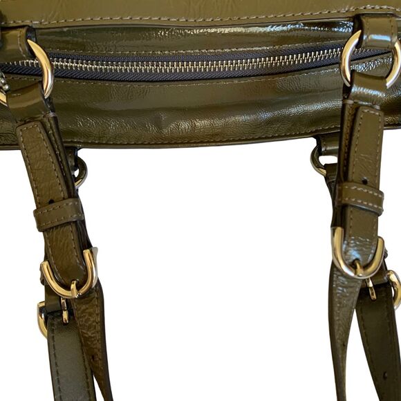 Coach Olive Green Embossed Patent Leather Tote / Shoulder Bag Medium Size - Picture 12 of 12